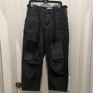 We The Free Moxie Low Slung Pull On Barrel Black Jeans Size 28
